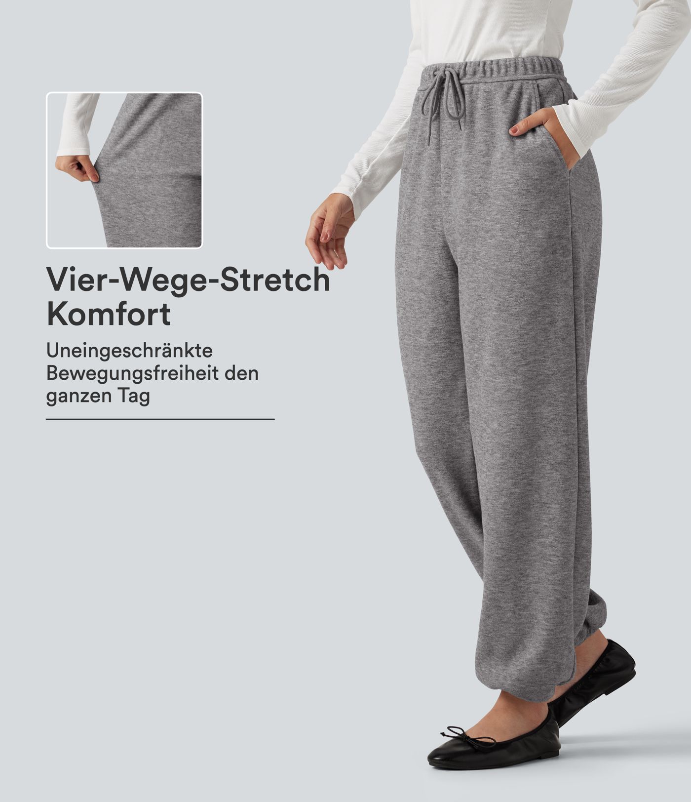 Lässige Jogginghose mit mittelhohem Bund, mehreren Taschen und Kordelzug Lässige Jogginghose mit mittelhohem Bund, mehreren Taschen und Kordelzug