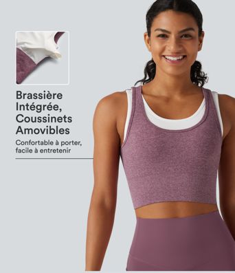 Brassière de sport OneForm Seamless Flow 2-en-1 à maintien léger et encolure en U Brassière de sport OneForm Seamless Flow 2-en-1 à maintien léger et encolure en U