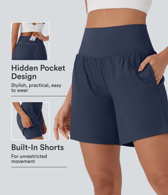 Softlyzero™ Airy Super High Waisted 2-in-1 InstantCool Women Yoga Gym Running Shorts 7" with Pockets Softlyzero™ Airy Super High Waisted 2-in-1 InstantCool Women Yoga Gym Running Shorts 7" with Pockets
