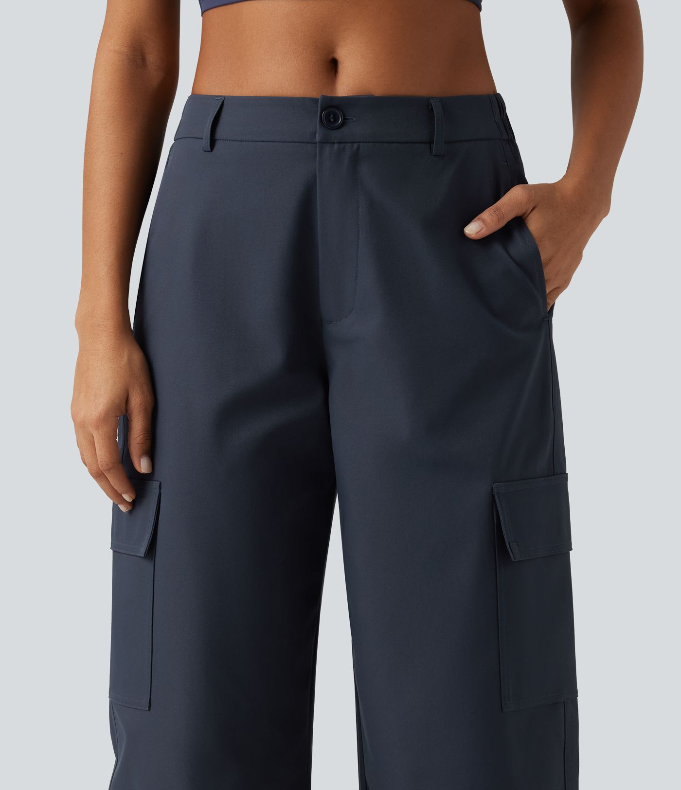 Water Repellent Wear-Resistant Mid Rise Barrel Leg Hiking Cargo Pants with Pockets Water Repellent Wear-Resistant Mid Rise Barrel Leg Hiking Cargo Pants with Pockets