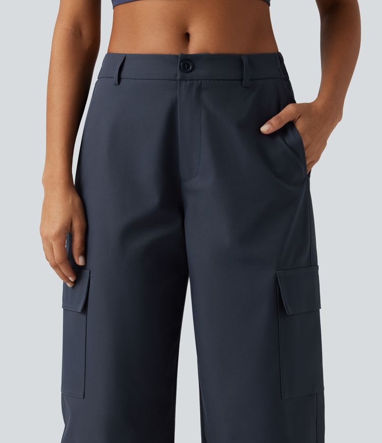 Water Repellent Wear-Resistant Mid Rise Barrel Leg Hiking Cargo Pants with Pockets Water Repellent Wear-Resistant Mid Rise Barrel Leg Hiking Cargo Pants with Pockets