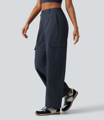 Water Repellent Wear-Resistant Mid Rise Barrel Leg Hiking Cargo Pants with Pockets Water Repellent Wear-Resistant Mid Rise Barrel Leg Hiking Cargo Pants with Pockets