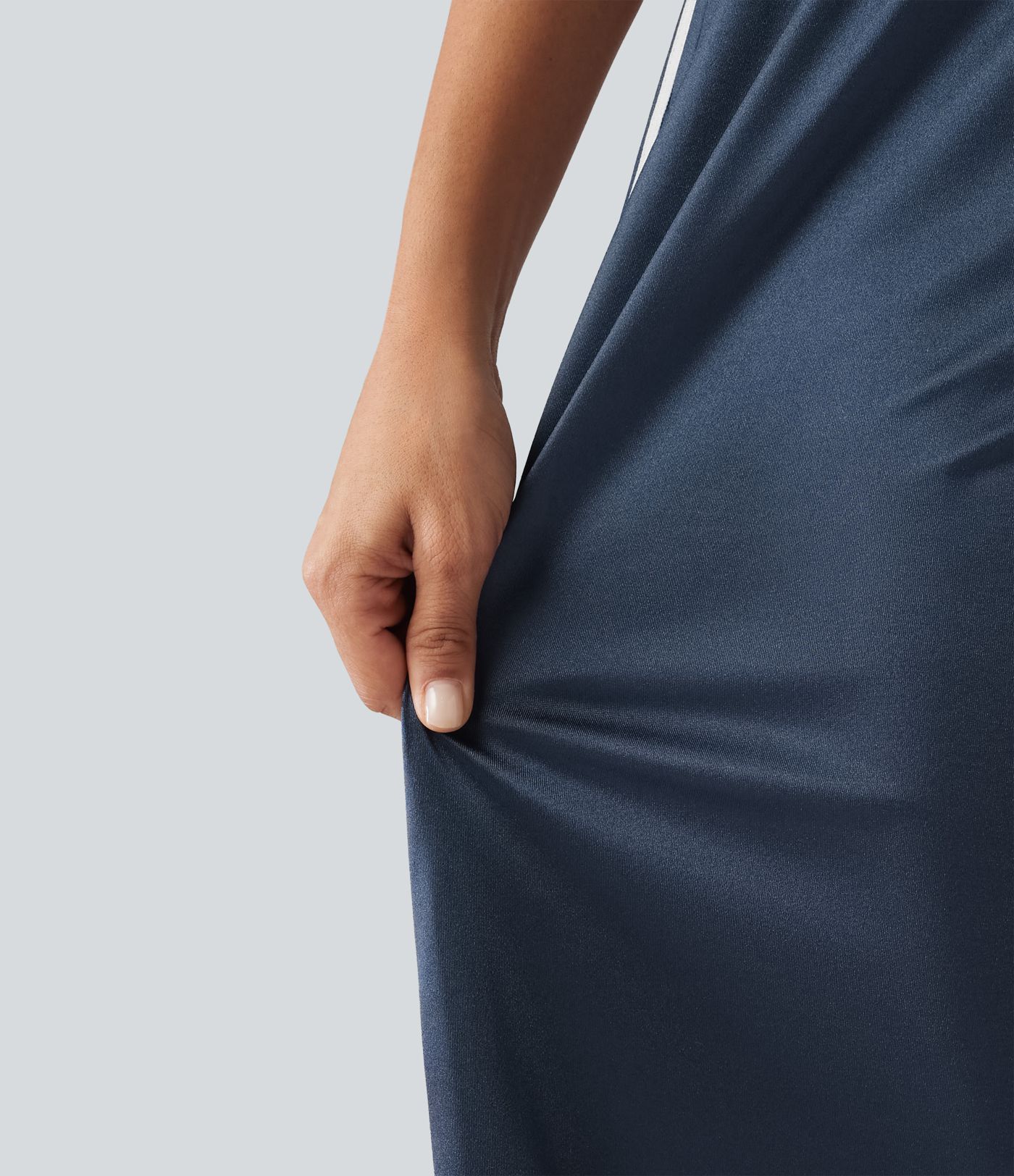 Mid Rise Drawstring Satin Side Stripes Wide Leg Casual Pants with Pockets