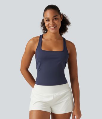SoftlyZero™ Plush Square Neck Racerback Yoga Tank Top SoftlyZero™ Plush Square Neck Racerback Yoga Tank Top
