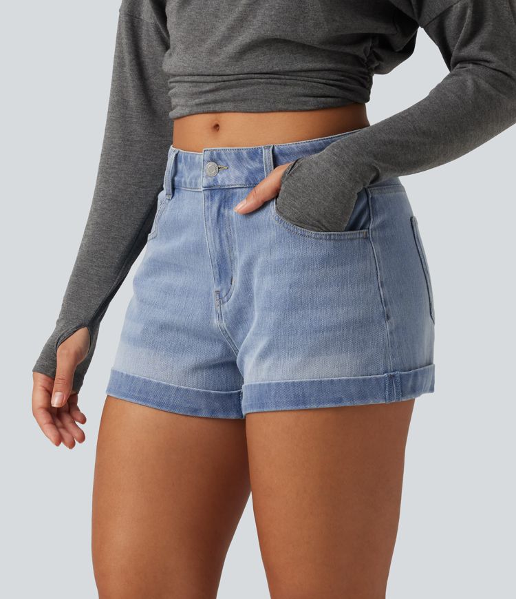 Halara Flex™ Low Rise Rolled Hem Casual Shorts 3" with Pockets Halara Flex™ Low Rise Rolled Hem Casual Shorts 3" with Pockets