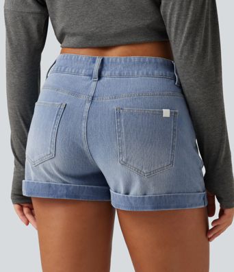 Halara Flex™ Low Rise Rolled Hem Casual Shorts 3" with Pockets Halara Flex™ Low Rise Rolled Hem Casual Shorts 3" with Pockets