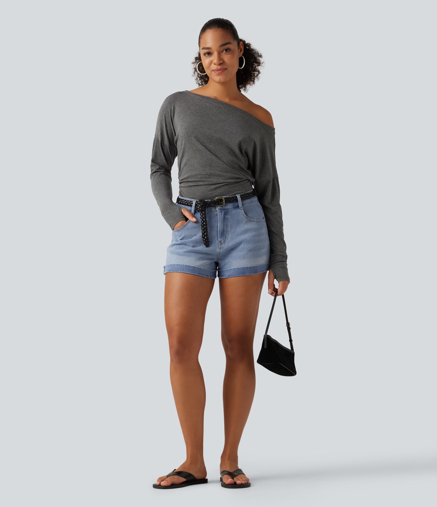 Halara Flex™ Low Rise Rolled Hem Casual Shorts 3" with Pockets Halara Flex™ Low Rise Rolled Hem Casual Shorts 3" with Pockets