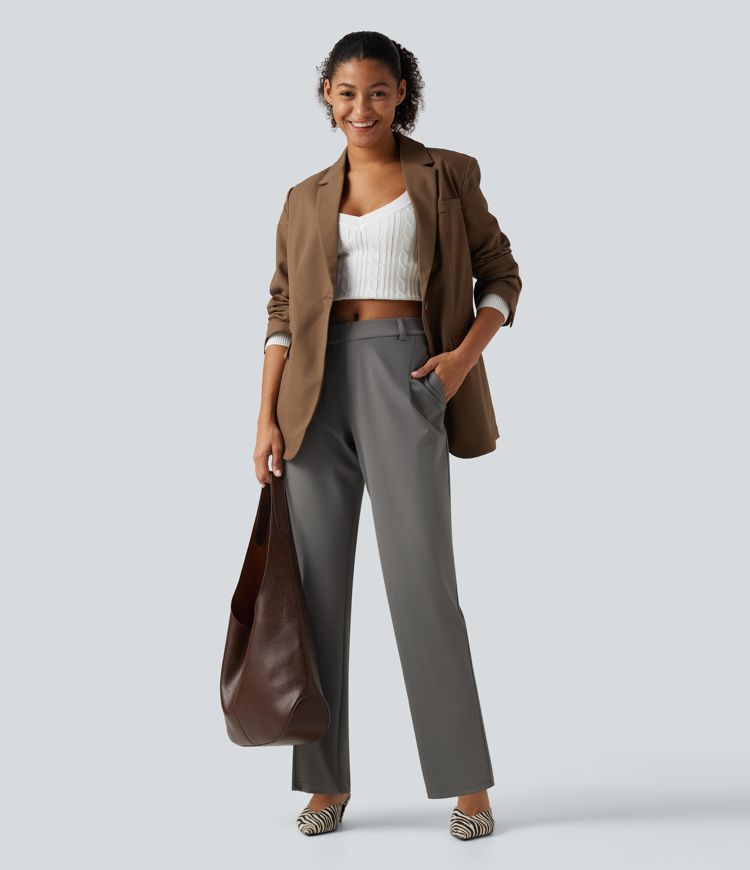 Halara Flex™ DayStretch High Waisted Asymmetric Tapered Work Pants with Pockets