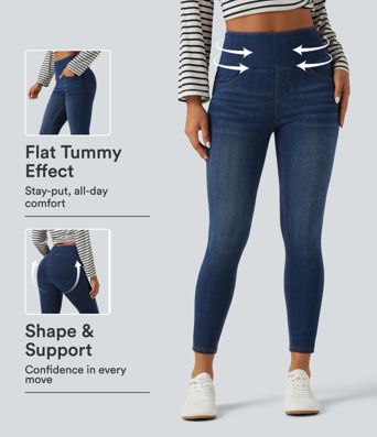 Halara Flex™ Denim Heat High Waisted Skinny Tummy Control Butt Lifting Denim Leggings with Pockets Halara Flex™ Denim Heat High Waisted Skinny Tummy Control Butt Lifting Denim Leggings with Pockets