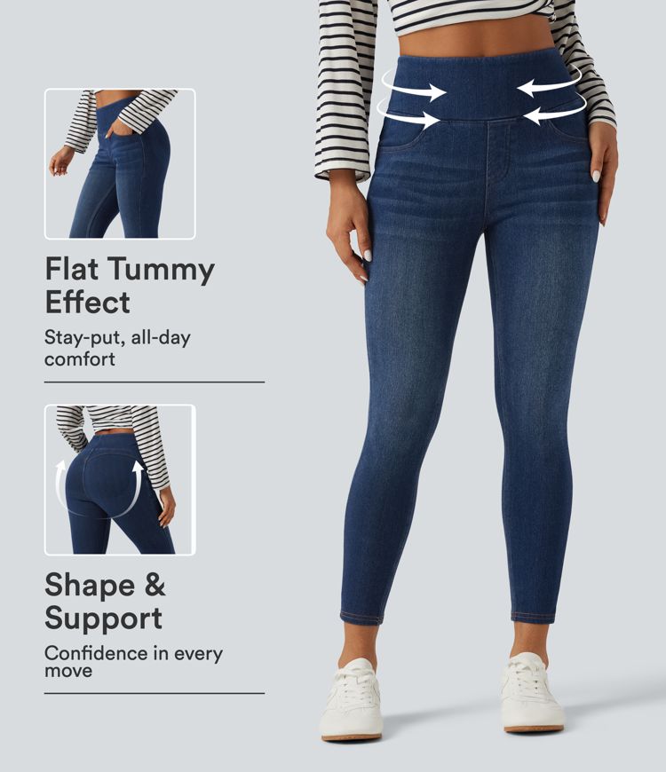 Halara Flex™ Denim Heat High Waisted Skinny Tummy Control Butt Lifting Denim Leggings with Pockets Halara Flex™ Denim Heat High Waisted Skinny Tummy Control Butt Lifting Denim Leggings with Pockets
