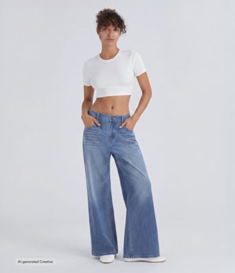 Halara Flex™ Low Rise Zipper Pockets Washed Baggy Wide Leg Casual Jeans Halara Flex™ Low Rise Zipper Pockets Washed Baggy Wide Leg Casual Jeans