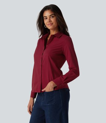 Long Sleeve Curved Hem Work Shirt