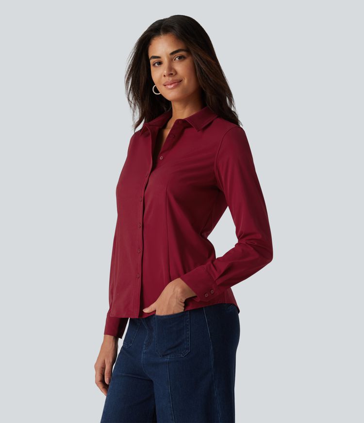 Long Sleeve Curved Hem Work Shirt