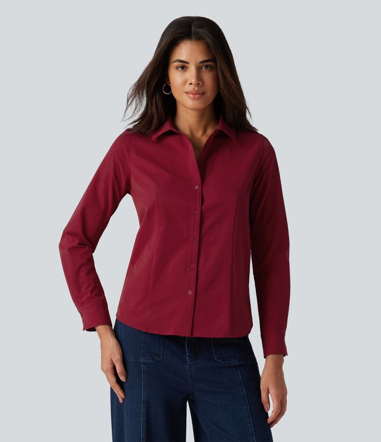 Long Sleeve Curved Hem Work Shirt