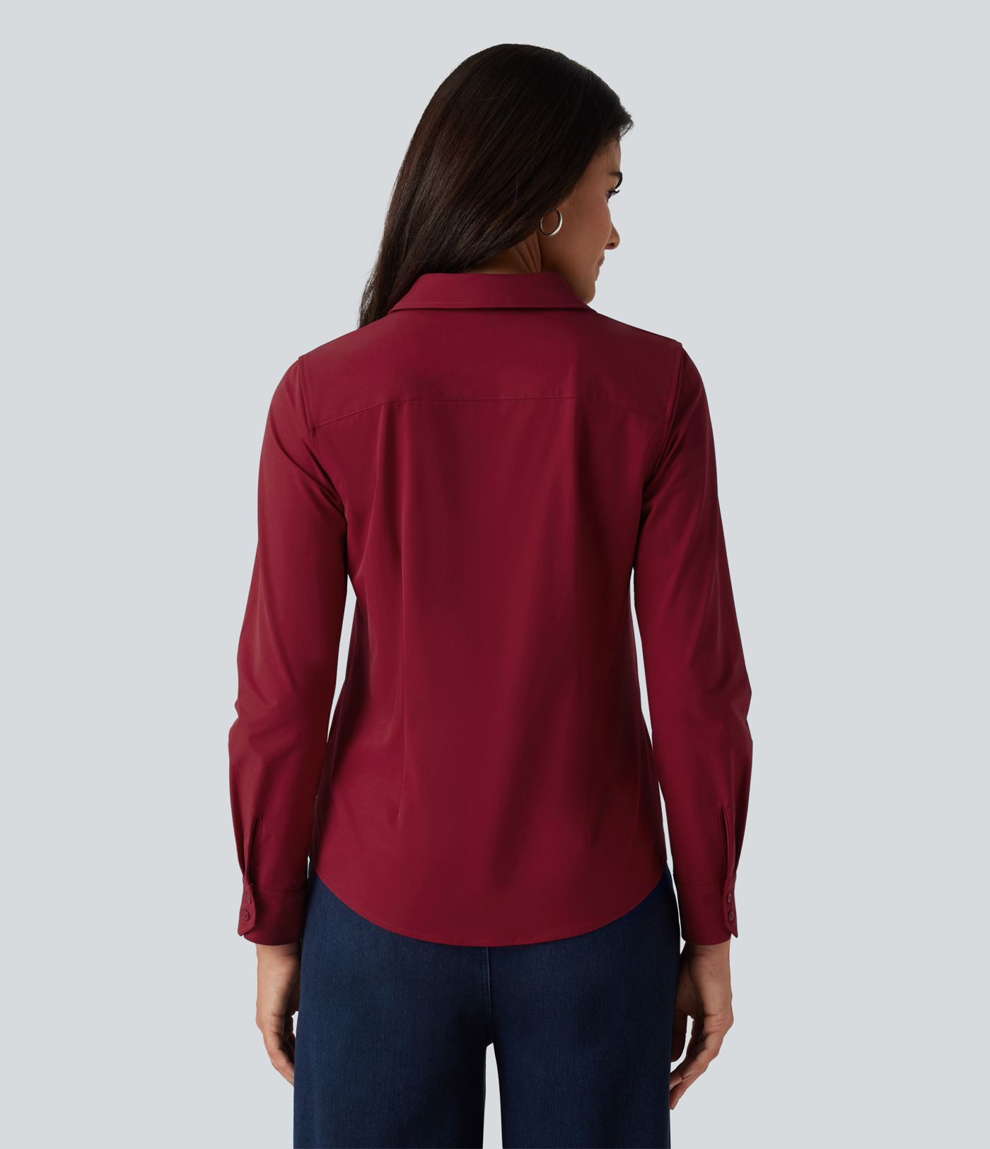 Long Sleeve Curved Hem Work Shirt