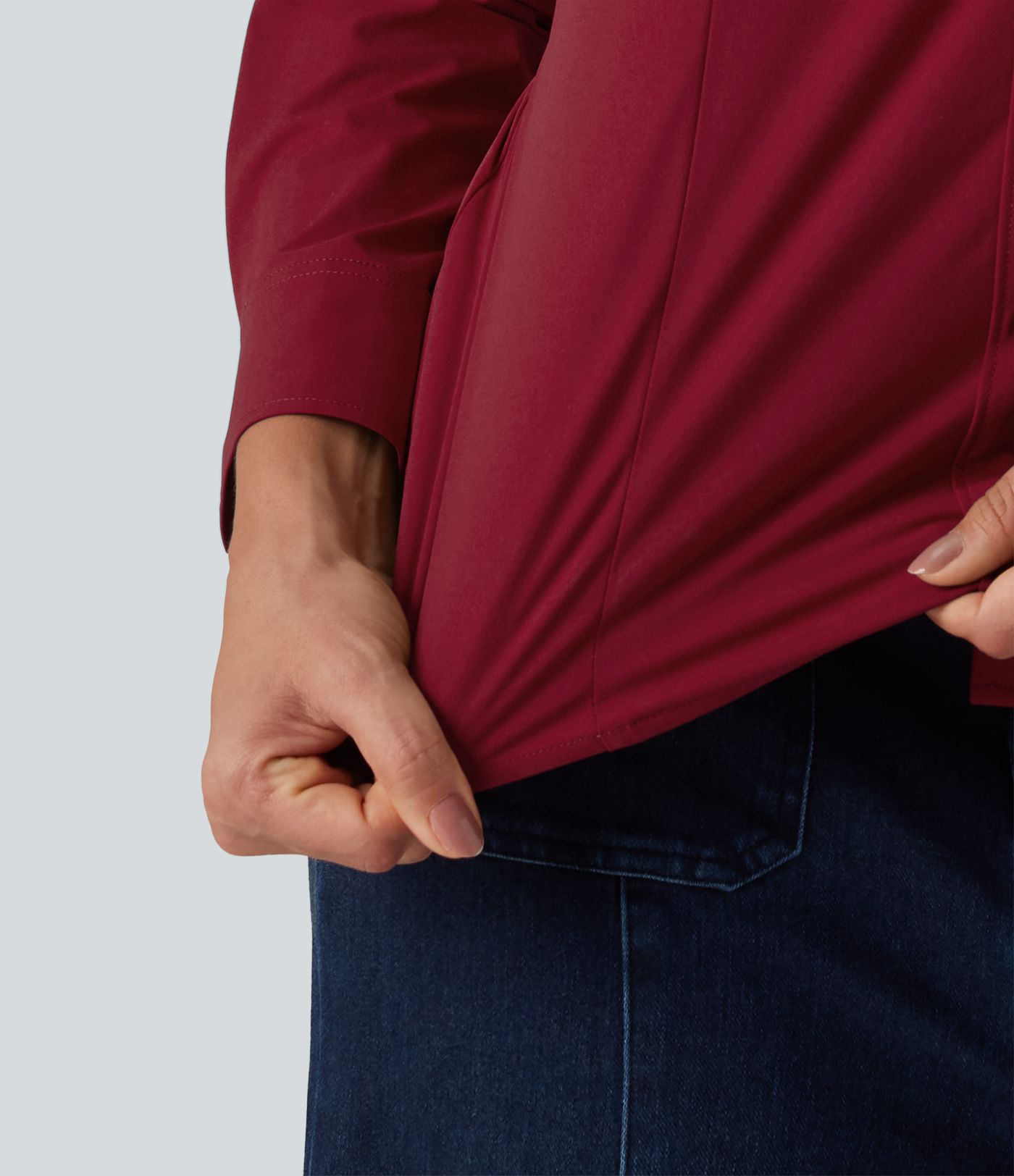 Long Sleeve Curved Hem Work Shirt