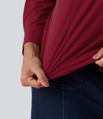 Long Sleeve Curved Hem Work Shirt