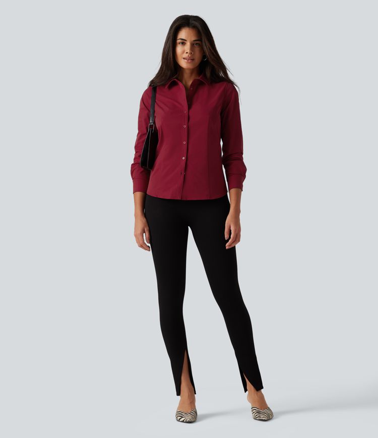 Long Sleeve Curved Hem Work Shirt