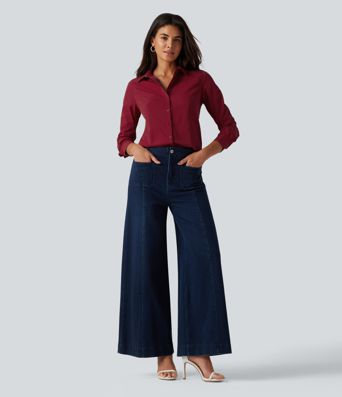 Long Sleeve Curved Hem Work Shirt