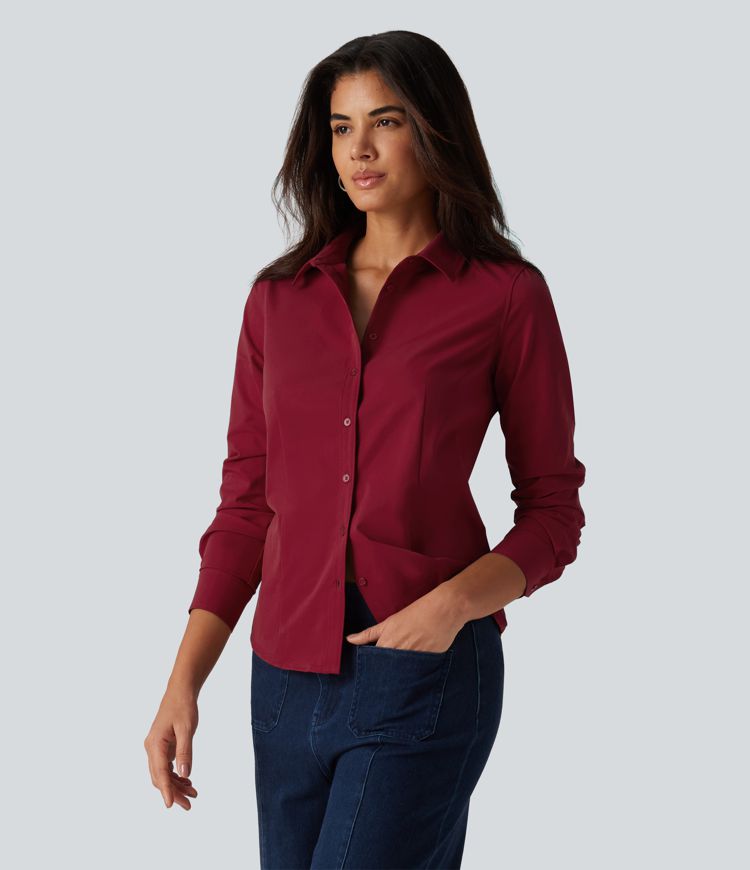 Long Sleeve Curved Hem Work Shirt