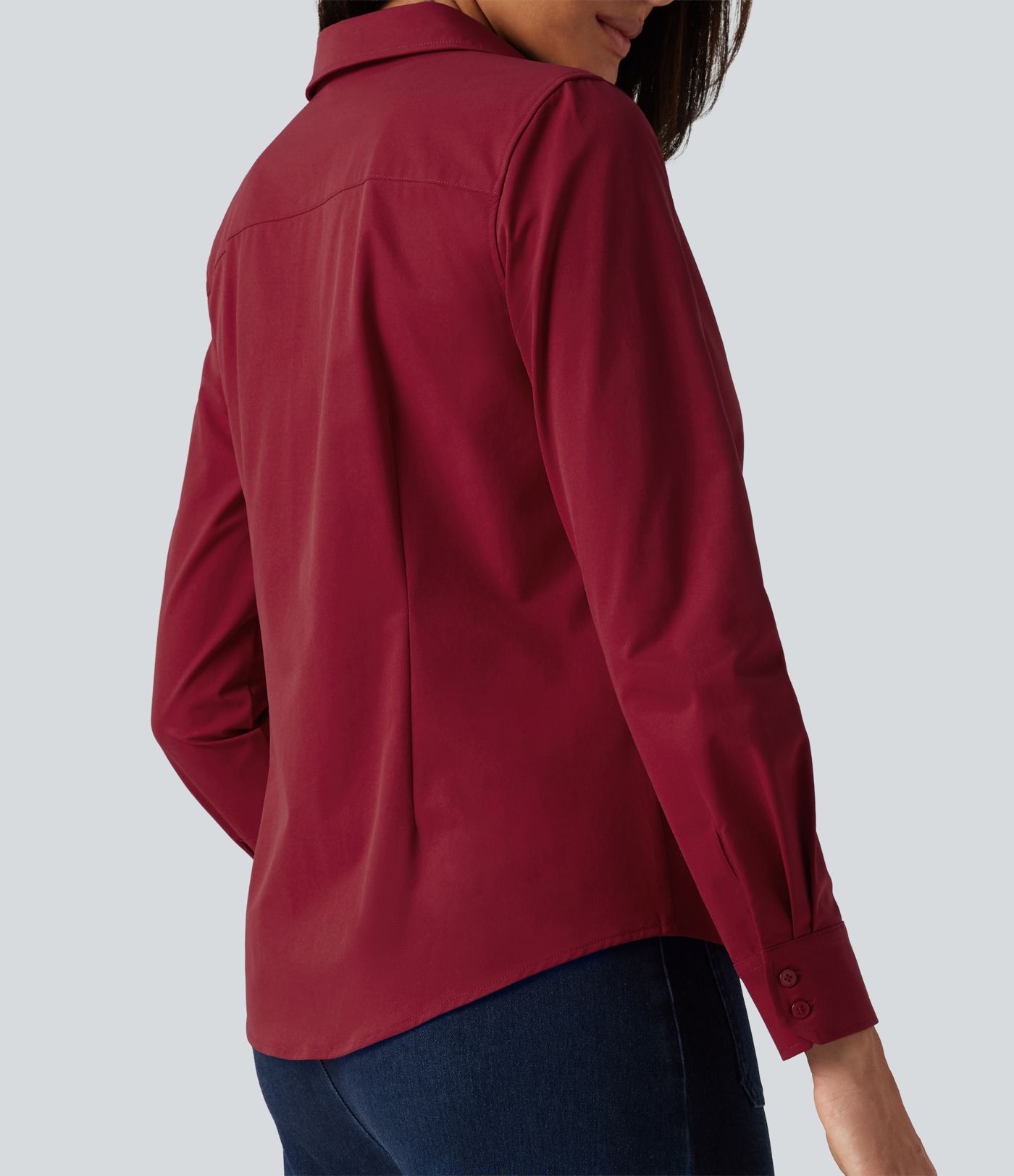 Long Sleeve Curved Hem Work Shirt