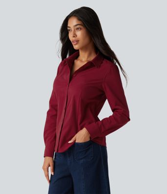 Long Sleeve Curved Hem Work Shirt