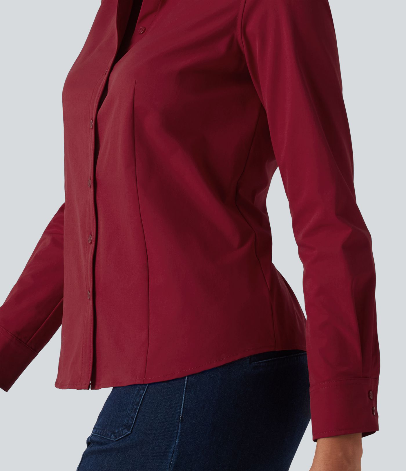 Long Sleeve Curved Hem Work Shirt