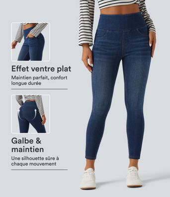 Legging en jean Halara Flex™ Denim Heat taille haute skinny gainant avec effet liftant fessiers et poches