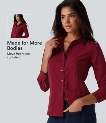 Long Sleeve Curved Hem Work Shirt