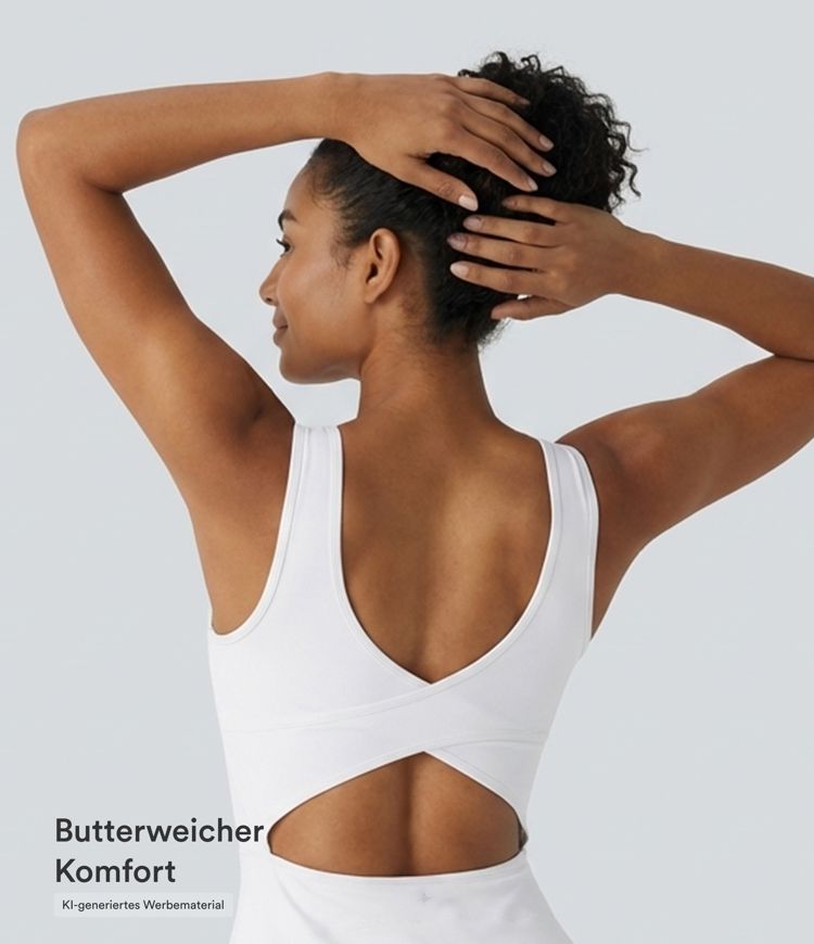 Softlyzero™ Airy, rückenfreies, überkreuztes U-Ausschnitt-Minikleid mit 2-in-1-Seitentasche und Cool Touch