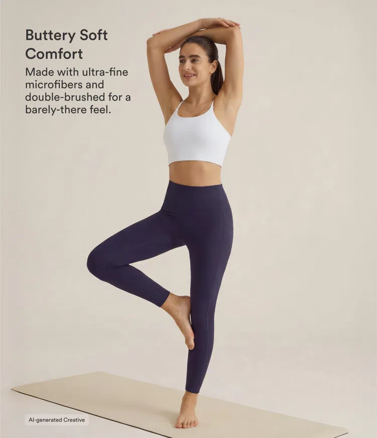 Peacoat SoftlyZero™ High Waisted Double Pockets Plain Leggings / 2