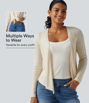 Open Front Long Sleeve Casual Cardigan