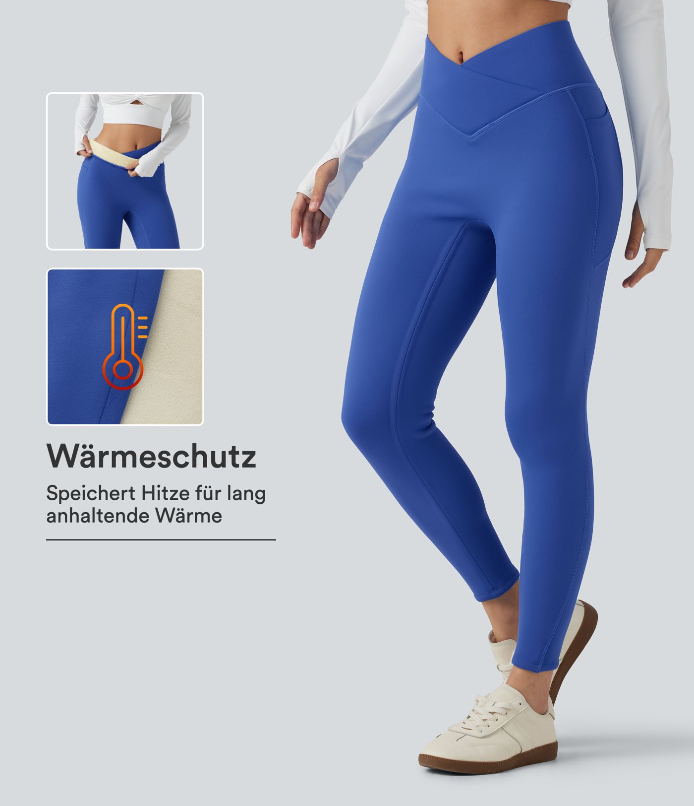 SoftlyZero™ - Fleece-Yoga-Leggings mit hohem Crossover-Bund und Seitentaschen SoftlyZero™ - Fleece-Yoga-Leggings mit hohem Crossover-Bund und Seitentaschen