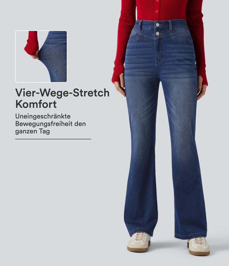 Halara Flex™ - Bootcut-Jeans mit hohem Bund und mehreren Taschen Halara Flex™ - Bootcut-Jeans mit hohem Bund und mehreren Taschen