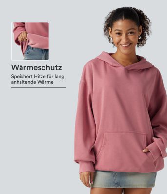 Lässiges Fleece-Sweatshirt mit Kapuze, Kängurutasche und langen Ärmeln Lässiges Fleece-Sweatshirt mit Kapuze, Kängurutasche und langen Ärmeln