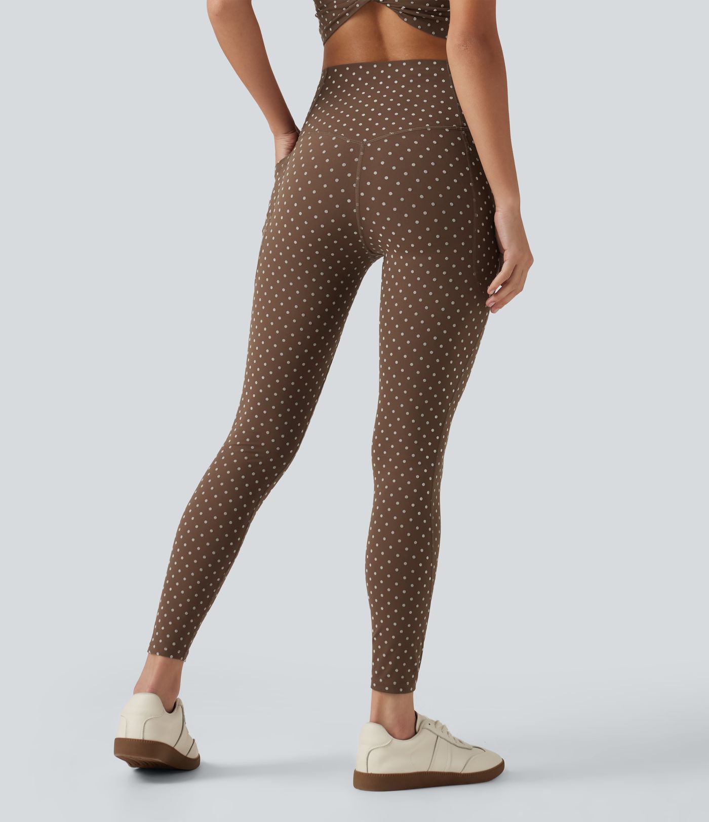 Halara UltraSculpt™ Flocked High Waisted Tummy Control Polka Dot Workout Leggings with Pockets