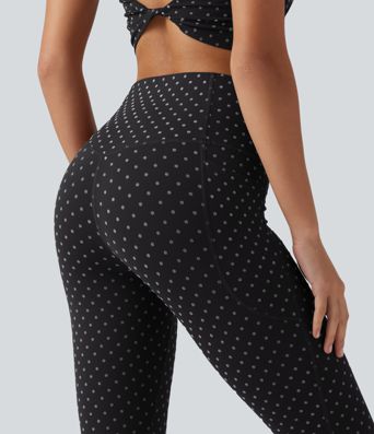 Halara UltraSculpt™ Flocked High Waisted Tummy Control Polka Dot Workout Leggings with Pockets