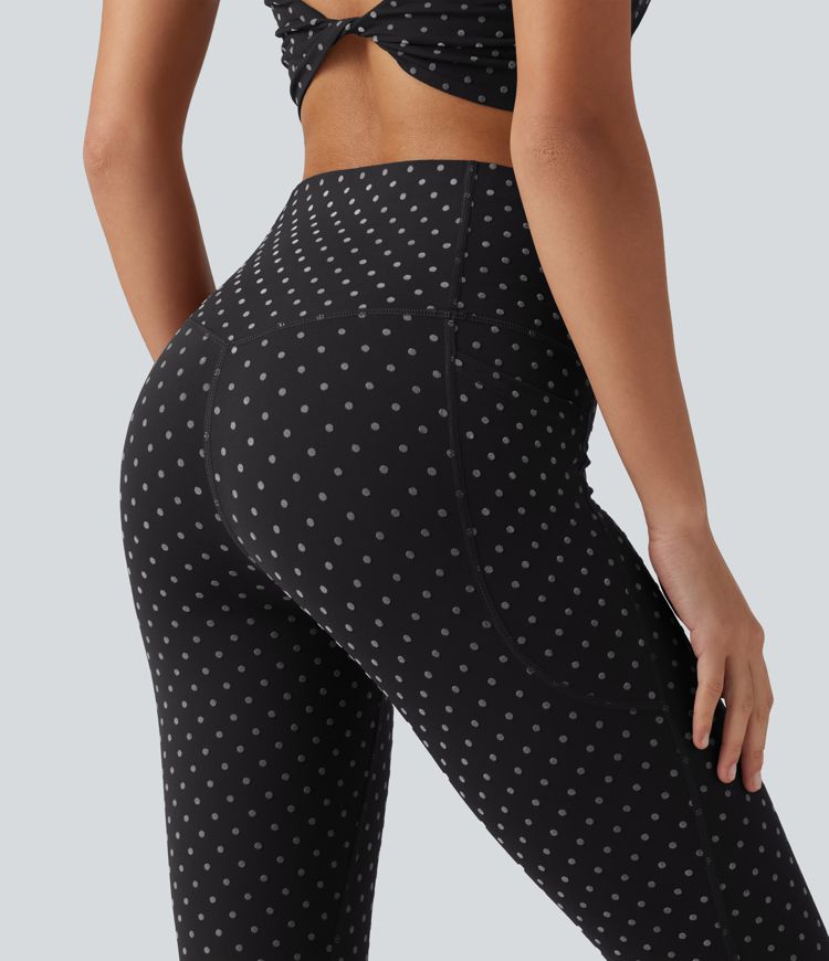 Halara UltraSculpt™ Flocked High Waisted Tummy Control Polka Dot Workout Leggings with Pockets