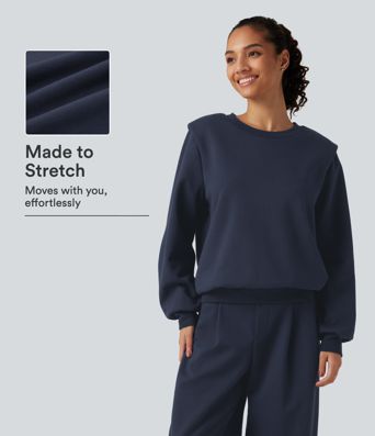 Round Neck Long Sleeve Casual Cotton Sweatshirt
