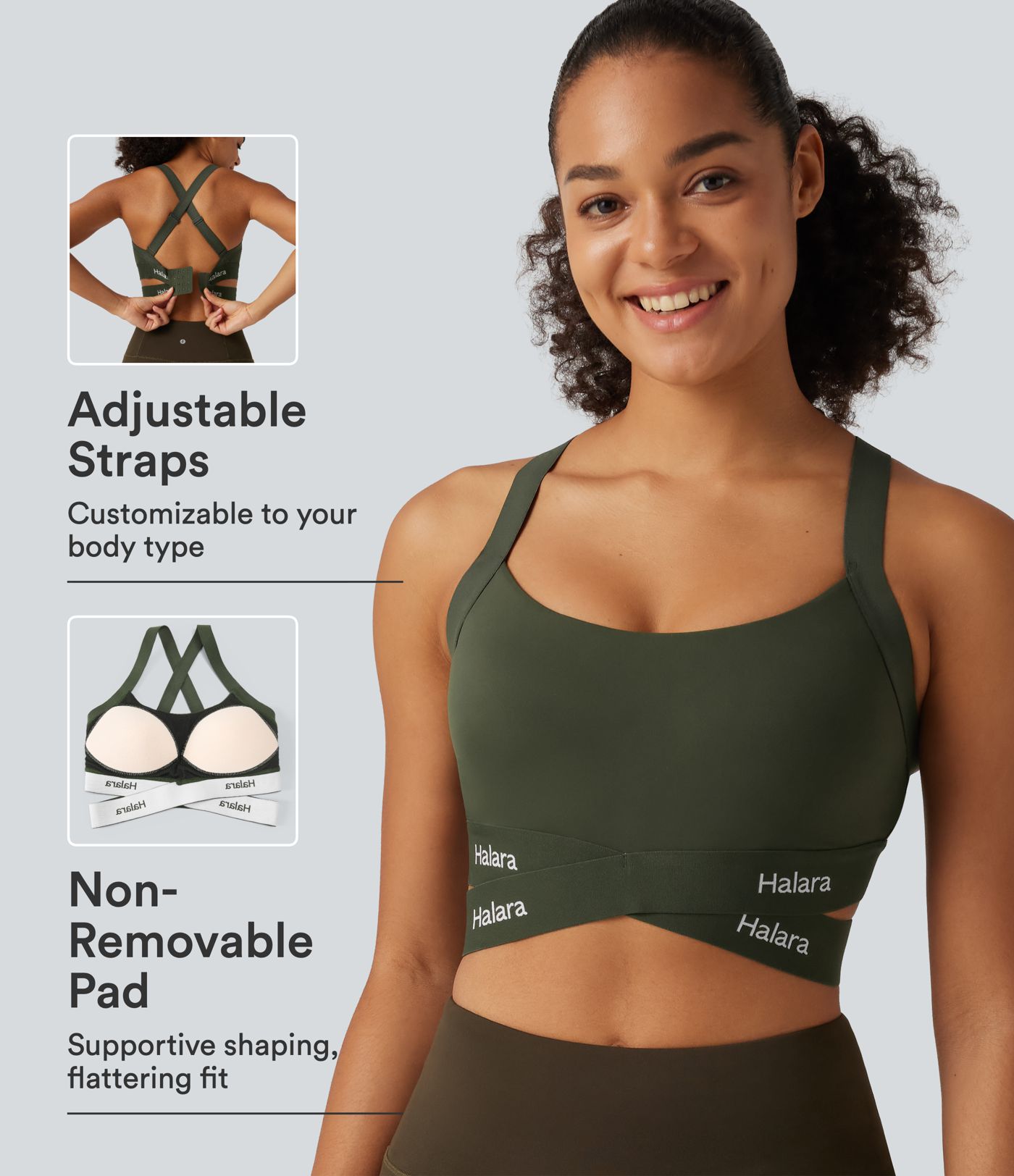 Halara UltraSculpt™ Medium Support U Neck Crossover Training Sports Bra with Non-Removable Pad Halara UltraSculpt™ Medium Support U Neck Crossover Training Sports Bra with Non-Removable Pad