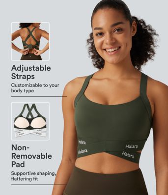 Halara UltraSculpt™ Medium Support U Neck Crossover Training Sports Bra with Non-Removable Pad Halara UltraSculpt™ Medium Support U Neck Crossover Training Sports Bra with Non-Removable Pad