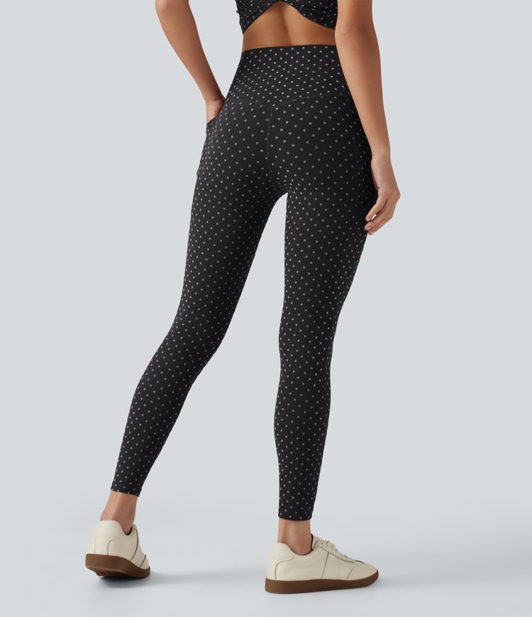 Halara UltraSculpt™ Flocked High Waisted Tummy Control Polka Dot Workout Leggings with Pockets