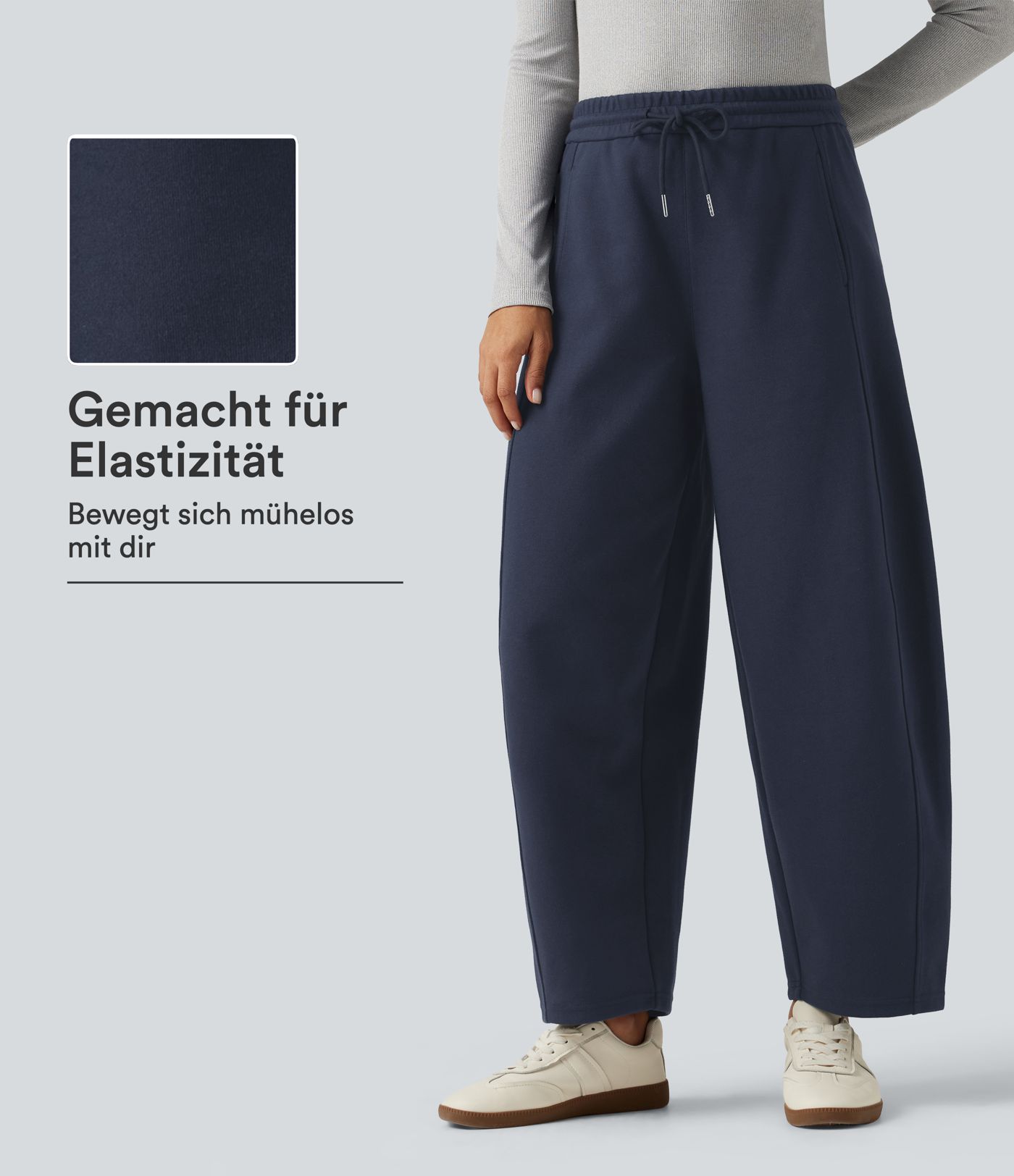 Pantalon de survêtement décontracté en coton, taille mi-haute, à cordon de serrage, avec poches Pantalon de survêtement décontracté en coton, taille mi-haute, à cordon de serrage, avec poches