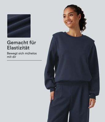 Lässiges Sweatshirt aus Baumwolle mit Rundhalsausschnitt und langen Ärmeln Lässiges Sweatshirt aus Baumwolle mit Rundhalsausschnitt und langen Ärmeln