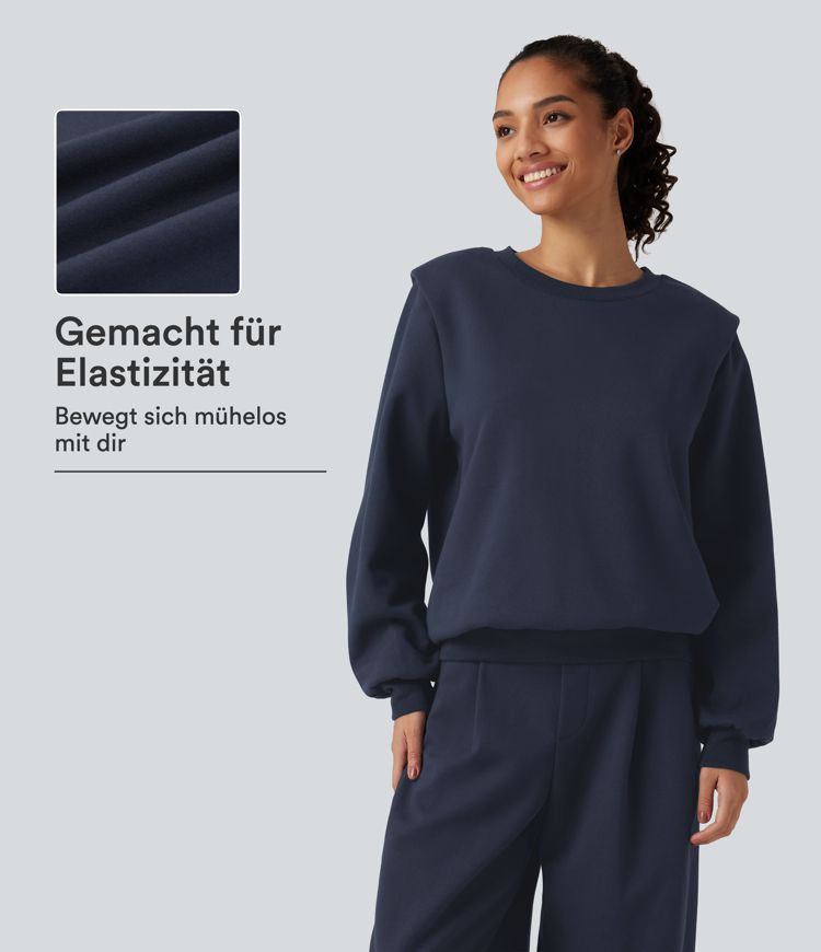Lässiges Sweatshirt aus Baumwolle mit Rundhalsausschnitt und langen Ärmeln Lässiges Sweatshirt aus Baumwolle mit Rundhalsausschnitt und langen Ärmeln