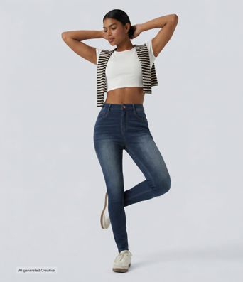 Halara Flex™ High Waisted Casual Skinny Jeans with Pockets