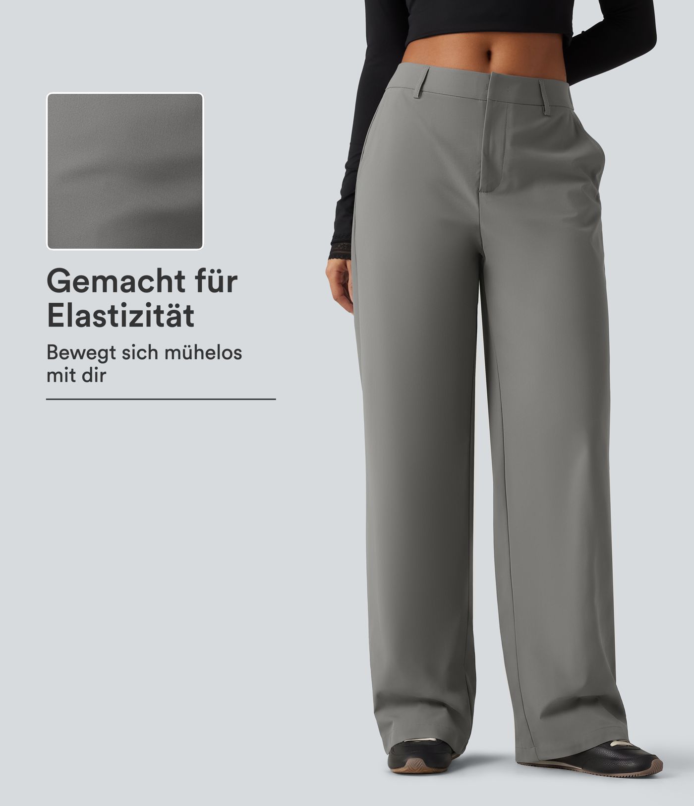 Bürohose mit mittelhohem Bund, Seitentaschen und geradem Bein - selbstglättend Bürohose mit mittelhohem Bund, Seitentaschen und geradem Bein - selbstglättend