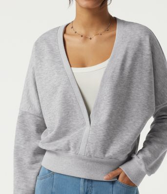 Deep V Neck Long Sleeve Casual Sweatshirt