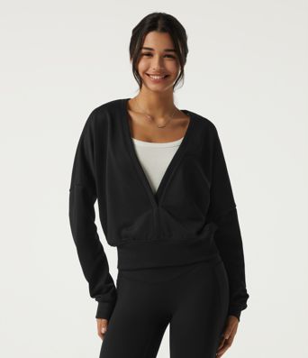 Sweat-shirt à encolure en V profond et manches longues Sweat-shirt à encolure en V profond et manches longues
