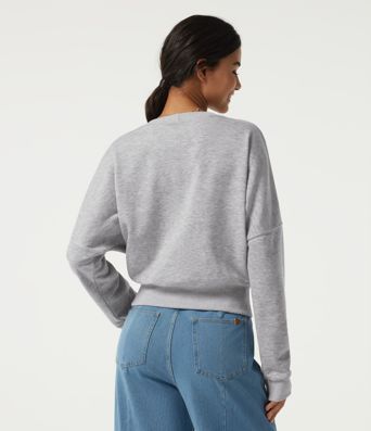 Deep V Neck Long Sleeve Casual Sweatshirt
